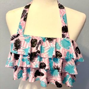 Pink ruffle halter swim top NEW size M